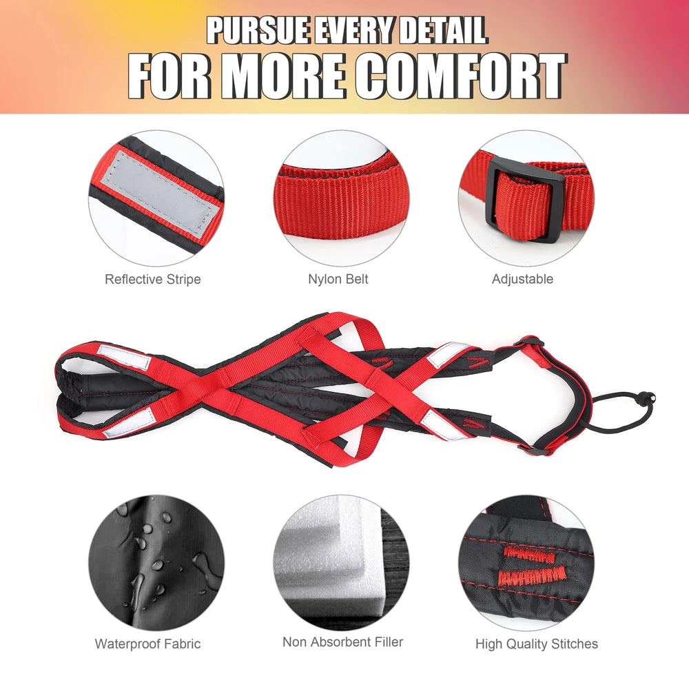 Dog Sledding Harness Reflective Pet Sledding Skijoring Harness Waterproof Big Large Dogs Weight Pulling Vest For Pet Training