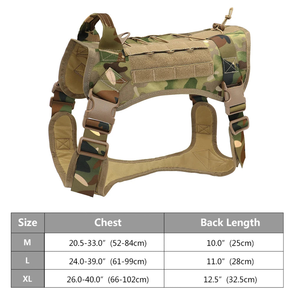 Tactical Dog Harness – No Pull Adjustable Military Training Harness with Handle & Molle System for Medium & Large Dogs