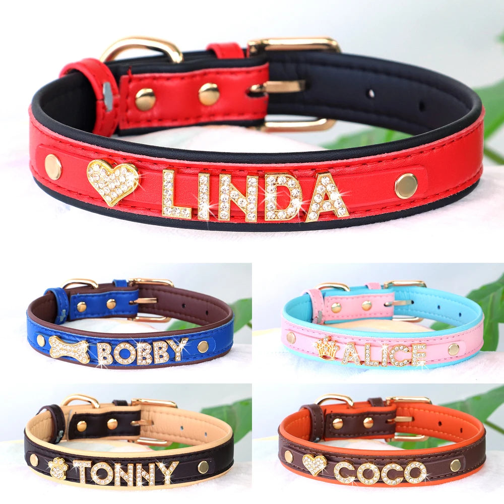 Personalized Small Dog Cat Collar – DIY Rhinestone Bling Charm