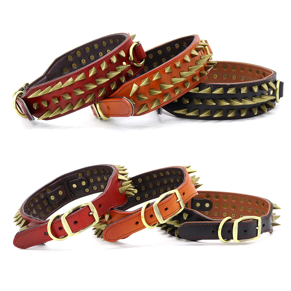 Cool Spiked Studded Leather Dog Collar – Durable Strong Collar for Medium & Large Dogs (Pitbull, Bulldog, Boxer)