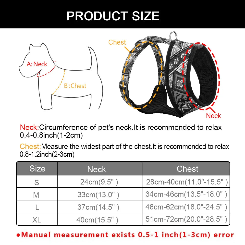 Adjustable Nylon Dog Harness Breathable Printed Dog Harness Vest For Small Medium Large Dogs French Bulldog Pet Supplies
