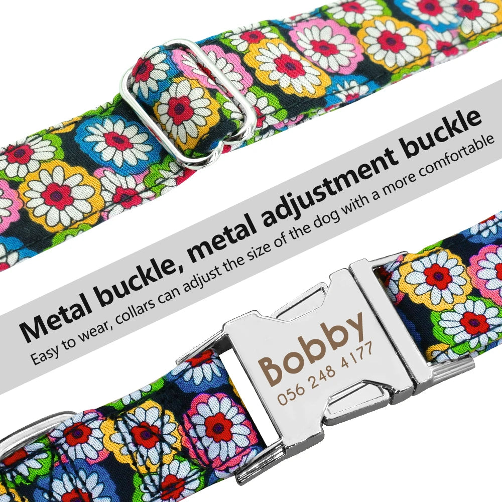 Personalized Dog Collar – Nylon Printed with Free Engraved ID Tag