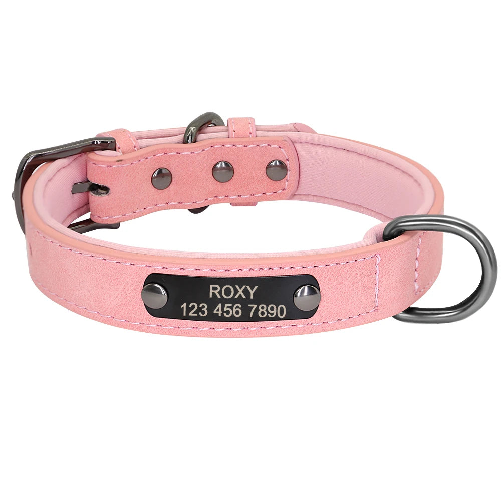 Personalized Dog Collar Custom Engraved Dog Tag Collar Leather Pet Puppy Cat ID Tags Collars For Small Medium Large Dogs Pitbull