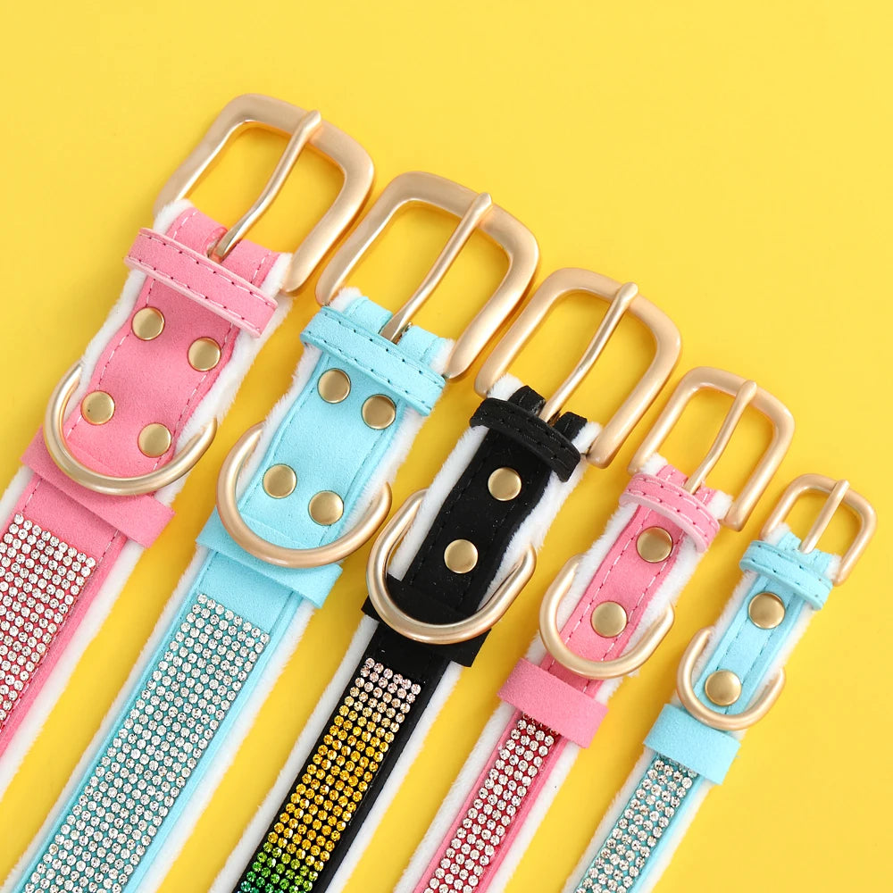 Personalized Dog Tag Collar – Bling Rhinestone Nylon Pet Collar with Soft Padded Lining, Free Engraving for Small Medium Dogs & Cats