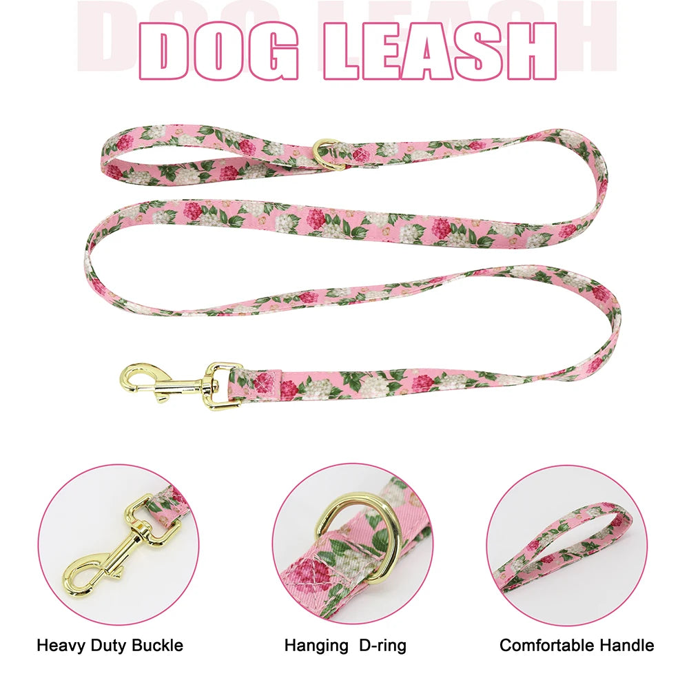 Adjustable Nylon Mesh Dog Harness Leash Set – Cute Printed Vest & Collar for Small & Medium Dogs & Cats (French Bulldog, Chihuahua, Yorkie, Puppy)