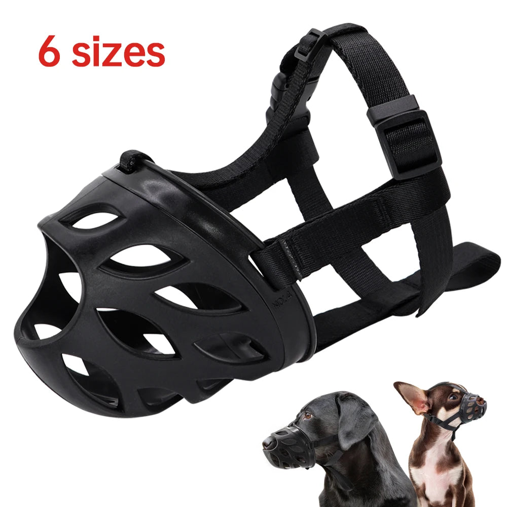 Soft Silicone Dog Muzzle – Breathable Basket Muzzle with Adjustable Straps for Small, Medium & Large Dogs