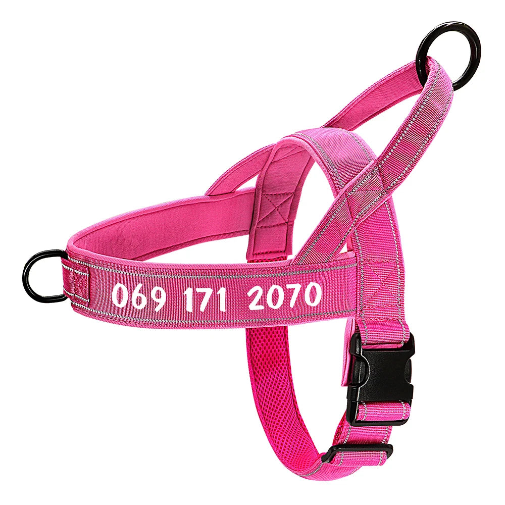 Personalized Reflective No-Pull Dog Harness – Adjustable Nylon Training Vest for Medium & Large Dogs