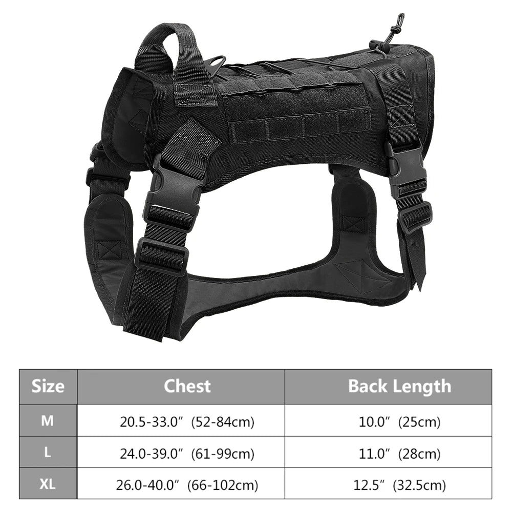 Tactical Dog Harness – No Pull Adjustable Military Training Harness with Handle & Molle System for Medium & Large Dogs