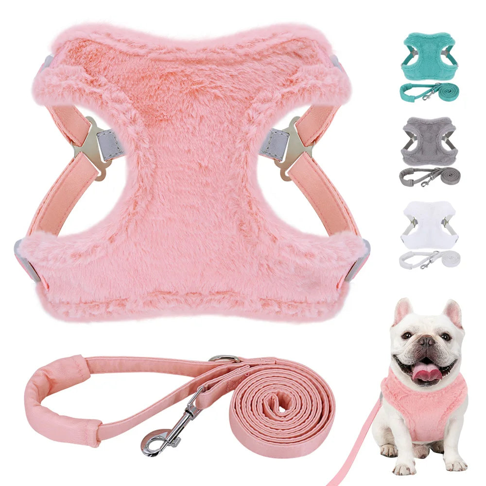 Soft Personalized Dog Collar – Winter Warm Fur Customized ID Collars for Small, Medium & Large Dogs (French Bulldog, Chihuahua)