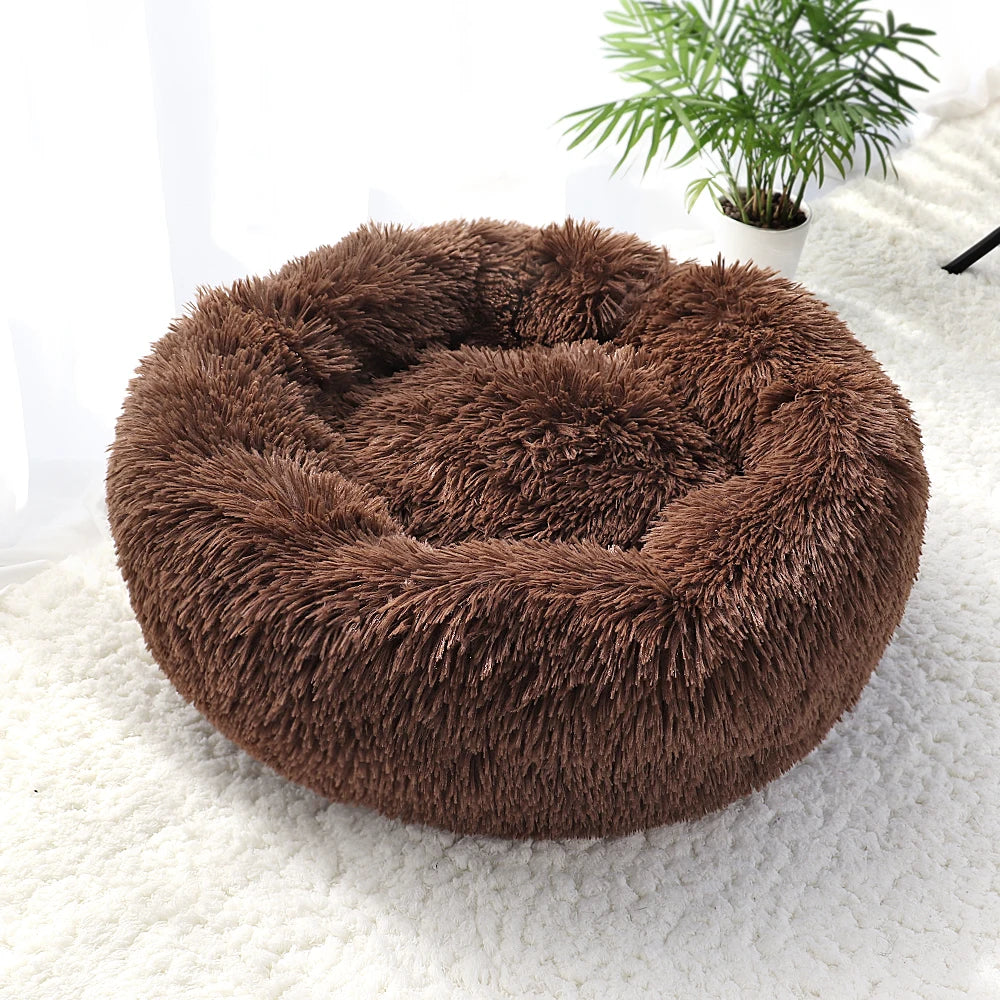 Fluffy Calming Pet Bed – Plush Round Dog & Cat Bed