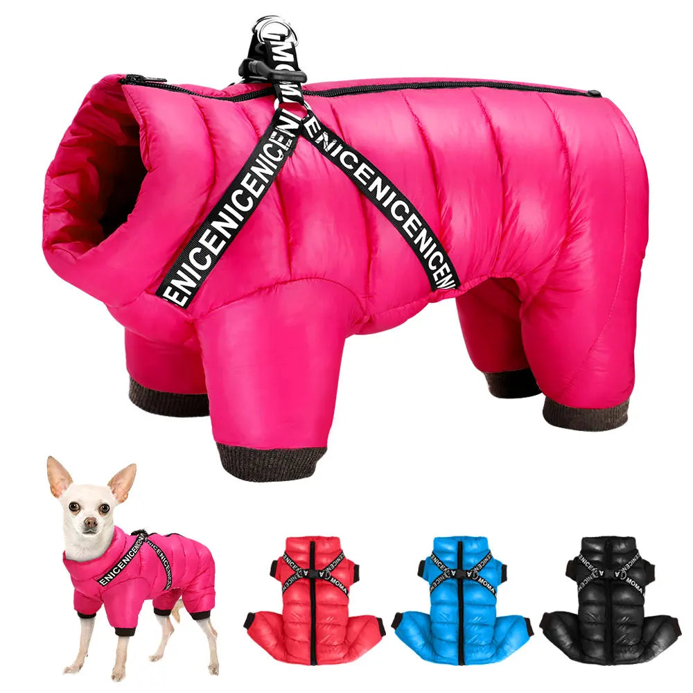 Winter Dog Coat Jacket with Built-in Harness – Waterproof & Super Warm