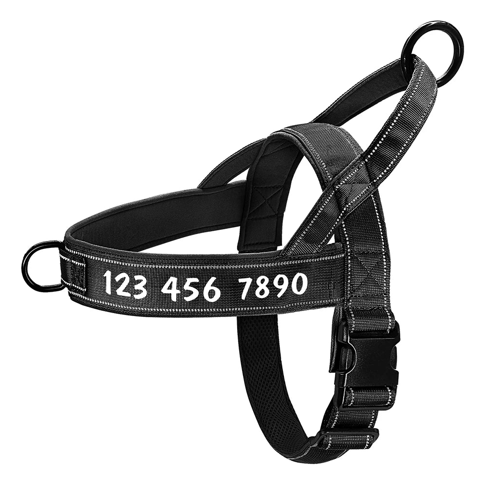 Personalized Reflective No-Pull Dog Harness – Adjustable Nylon Training Vest for Medium & Large Dogs