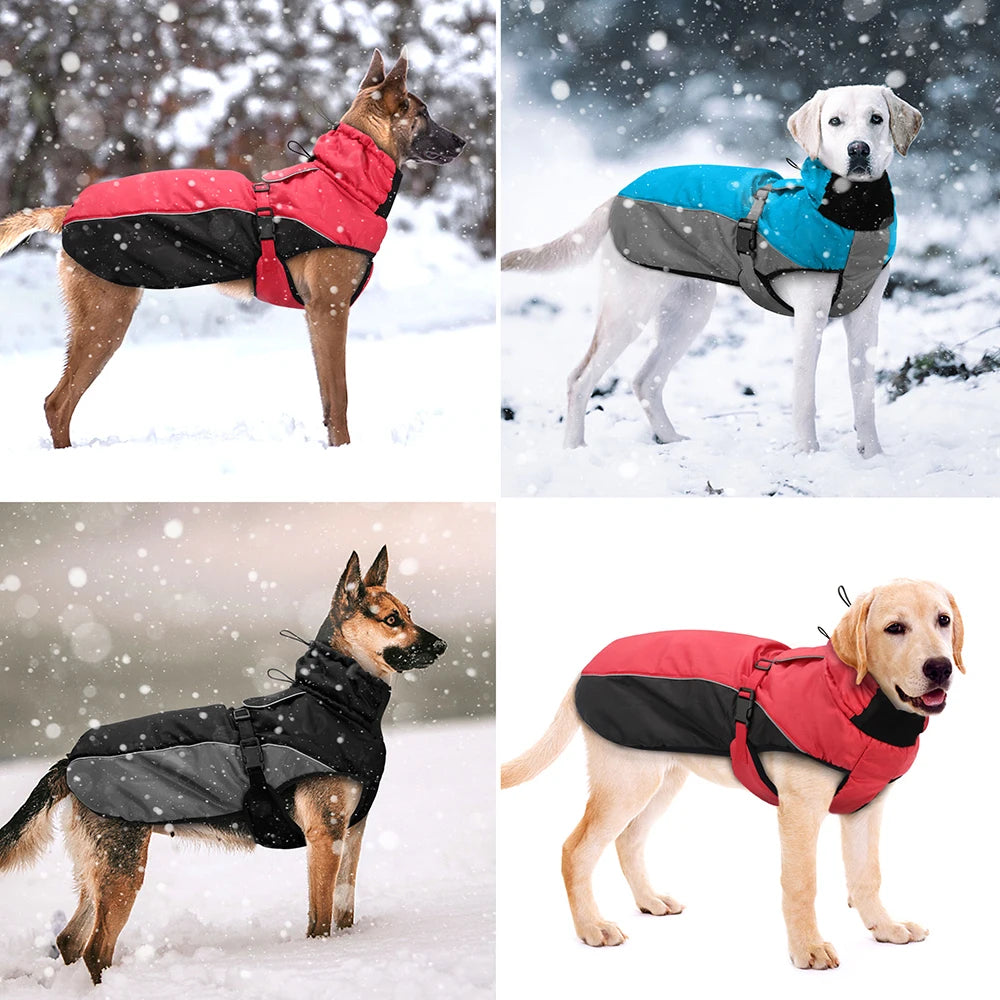 Waterproof Large Dog Coat – Warm Reflective Winter Jacket for Medium & Big Dogs (XL–6XL)