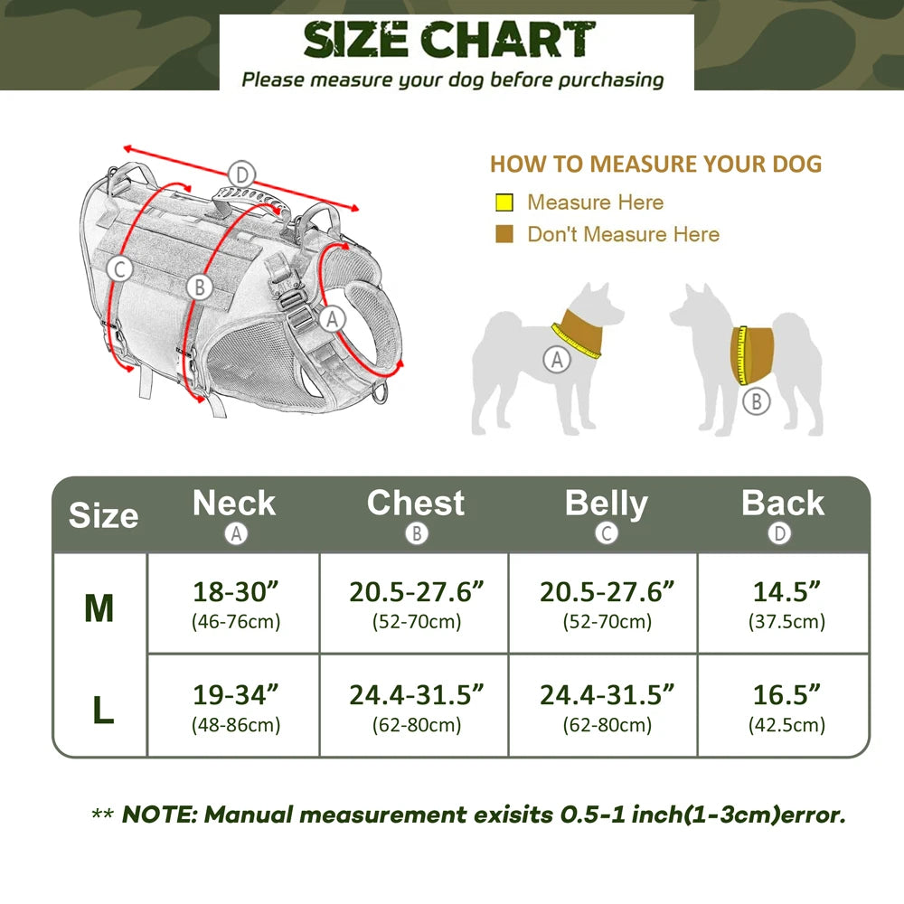 Tactical Dog Training Vest – Military No Pull Harness for K9, Hiking & Outdoor Adventures