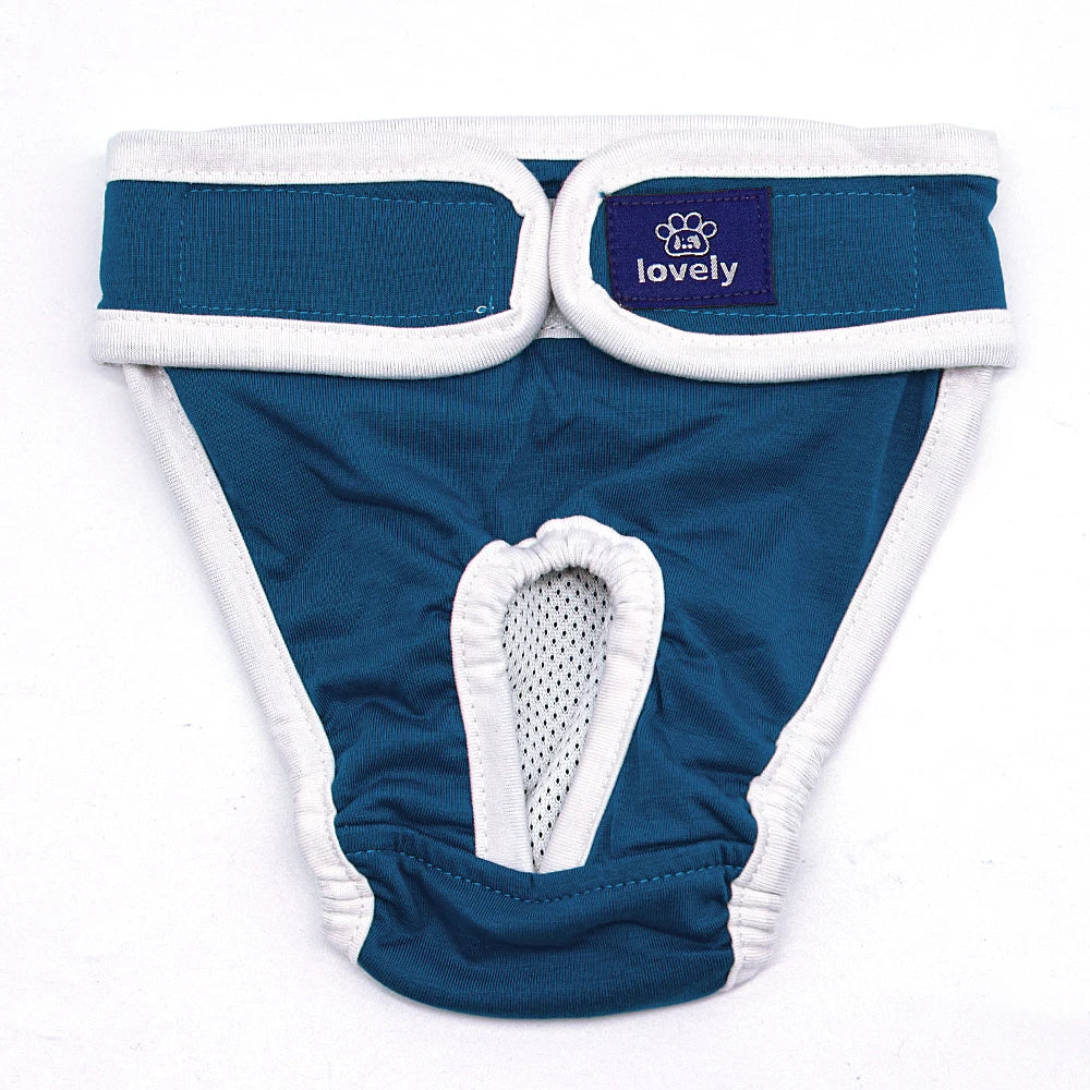 Washable Dog Physiological Pants – Soft Cotton Female Dog Diapers & Sanitary Underwear (Blue/Green, S–2XL)