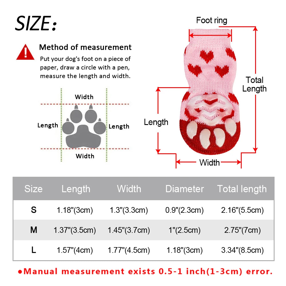4pcs Set – Cute Anti-Slip Knit Socks for Dogs & Cats