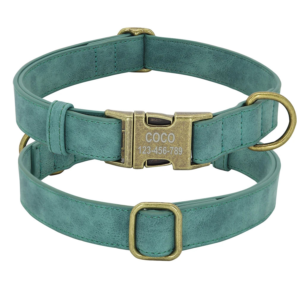 Personalized Leather Dog Collar – Free Engraved ID Tag for Dogs