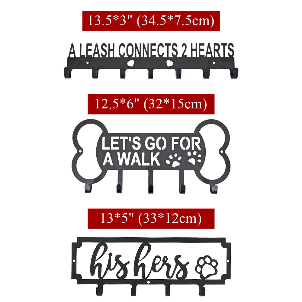 Metal Dog Leash & Key Holder Wall Rack – 4/5/7 Hooks Organizer with Free Nails