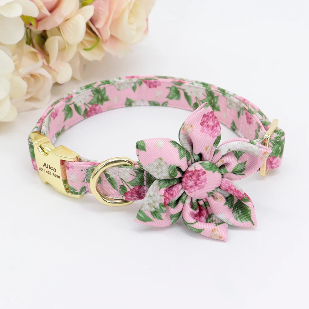Personalized Nylon Dog Collar with Engraved ID Tag – Custom Printed Pet Collar for Small, Medium & Large Dogs