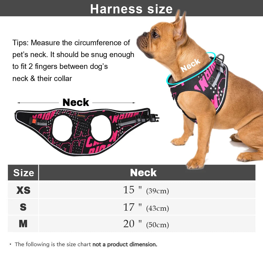 Nylon Printed Pet Dog Harness Vest Adjustable No Pull Puppy Dog Cat Harness Reflective For Small Medium Dogs Chihuahua Pug