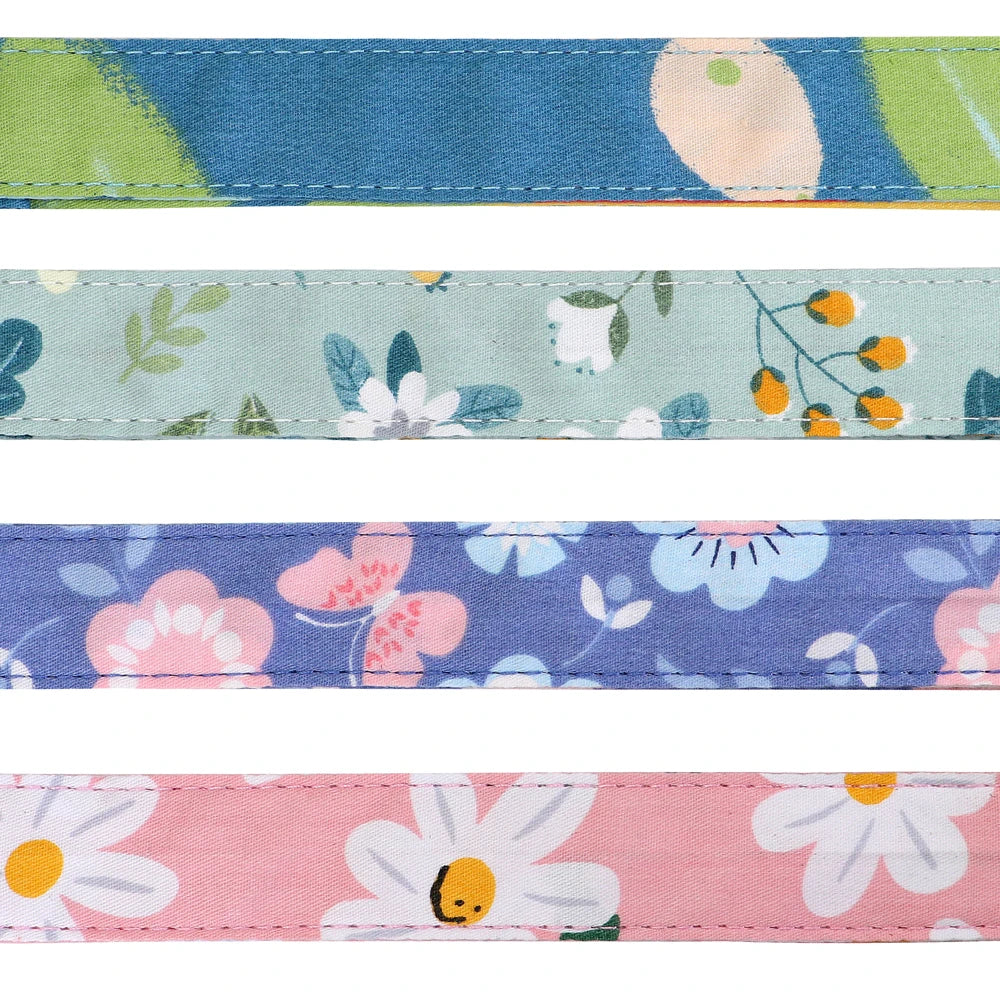 Personalized Dog Collar with Flower Print – Custom Engraved Nameplate | Adjustable Nylon Pet ID Collar for Small, Medium & Large Dogs