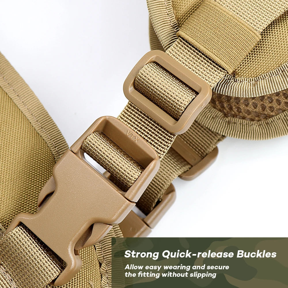 Dog Tactical Harness MOLLE Vest – Adjustable Military Training Harness with 2 Detachable Pouches for Medium & Large Dogs