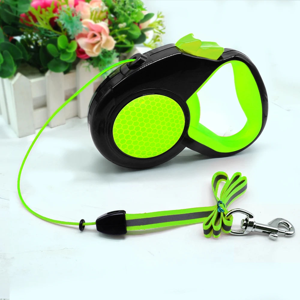 Retractable Dog Leash – Automatic Extending Nylon Lead with Reflective Tape for Small, Medium & Large Dogs (3M / 5M / 8M)