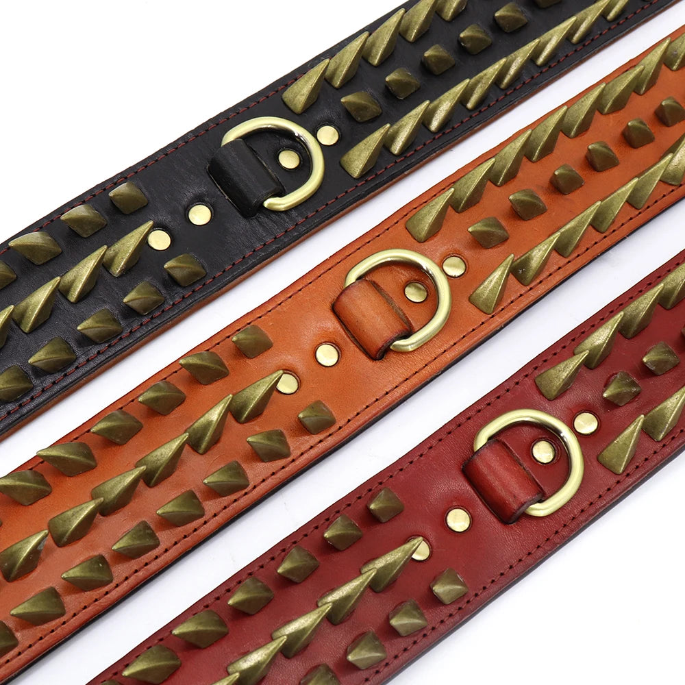 Cool Spiked Studded Leather Dog Collar – Durable Strong Collar for Medium & Large Dogs (Pitbull, Bulldog, Boxer)