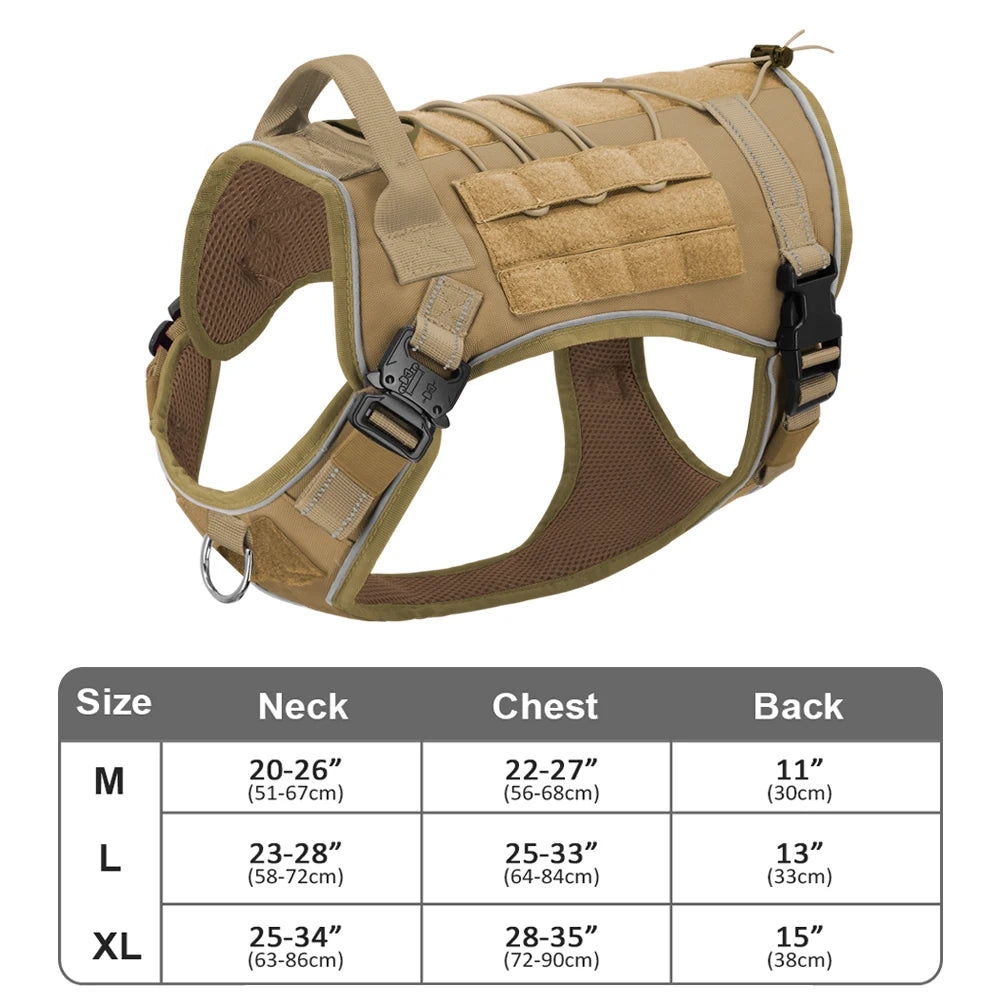 Tactical Dog Harness – No Pull Adjustable Military Training Harness with Handle & Molle System for Medium & Large Dogs