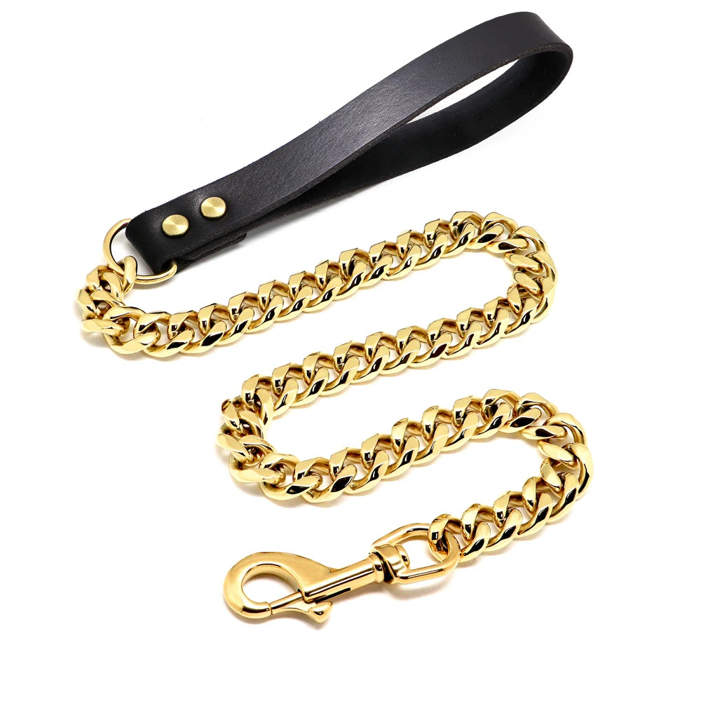 Stainless Steel Dog Chain Collar & Leash Set – Heavy Duty Training Collar for Medium & Large Dogs