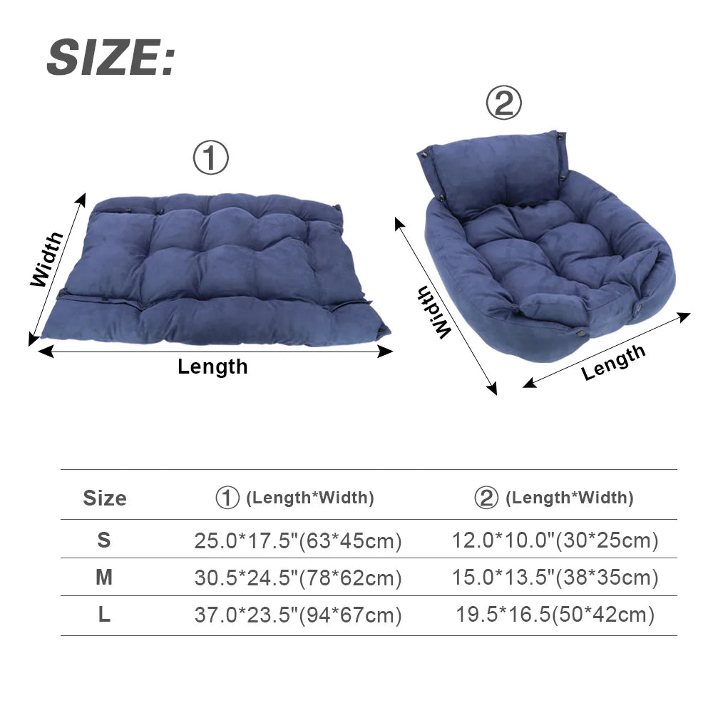 3-in-1 Warm Dog Bed & Sofa – Multifunctional Pet Cushion for Dogs & Cats (Small to Large Breeds)