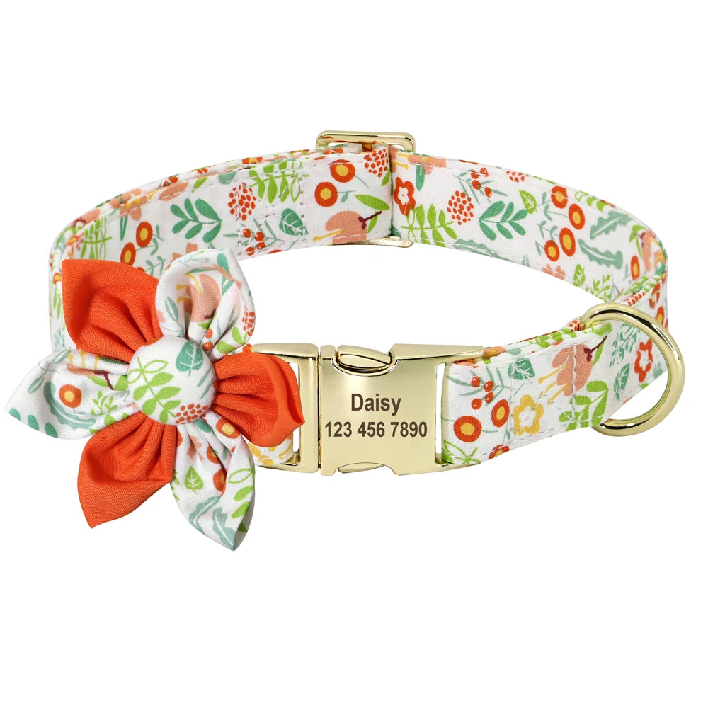 Personalized Nylon Dog Collar with Engraved ID Tag – Custom Printed Pet Collar for Small, Medium & Large Dogs