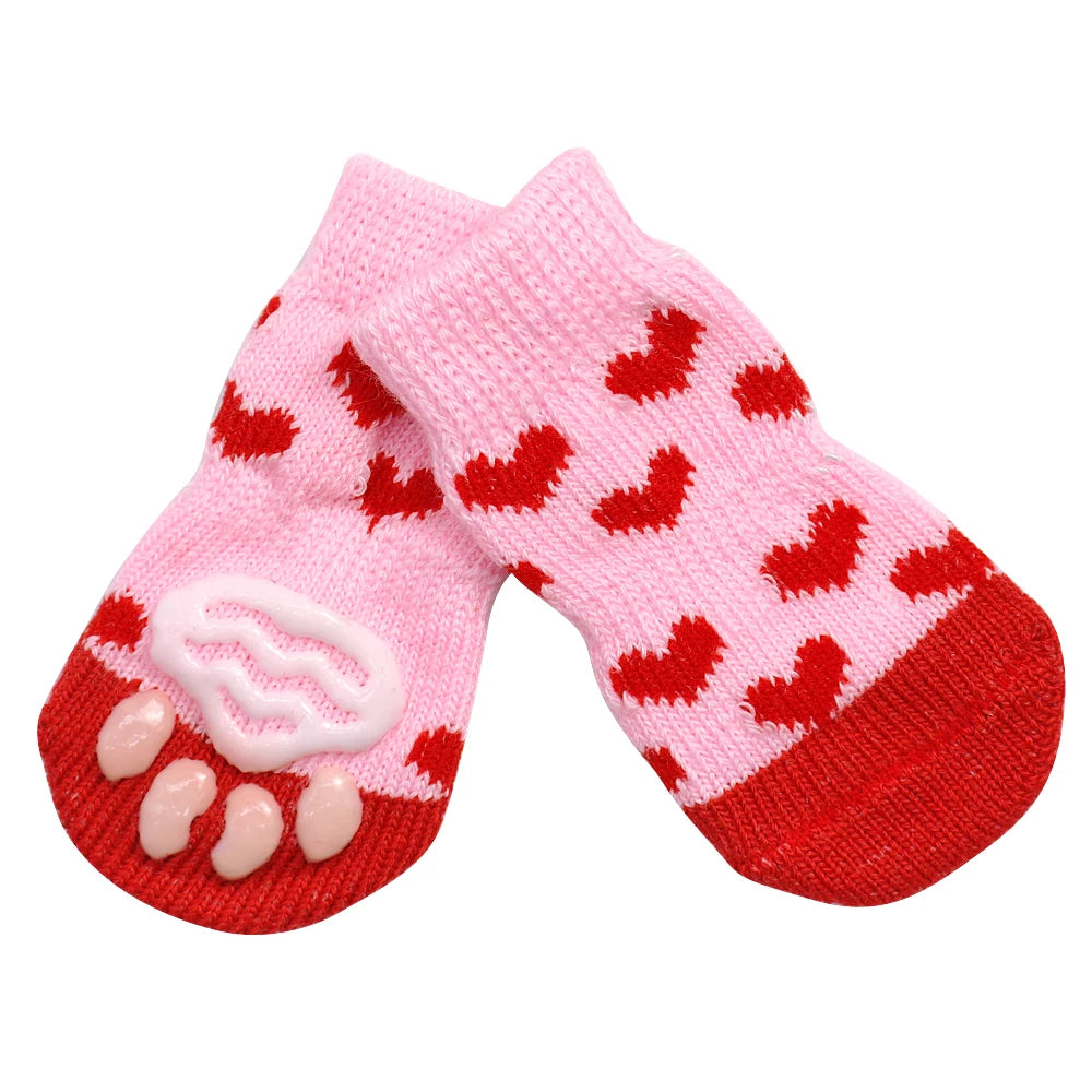4pcs Set – Cute Anti-Slip Knit Socks for Dogs & Cats