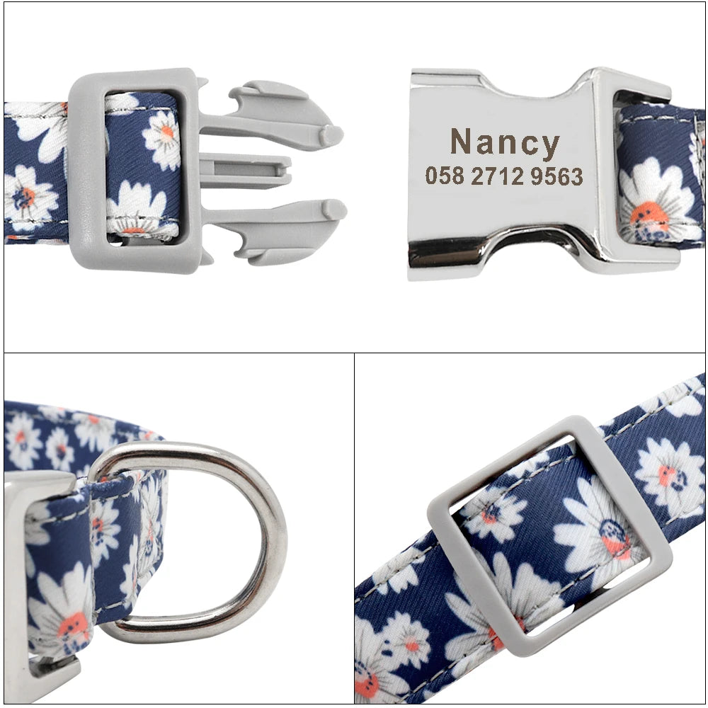 Custom Engraved Dog Collar – Personalized Printed Nylon Collar with ID Tag, Name & Phone Number for Small & Large Dogs