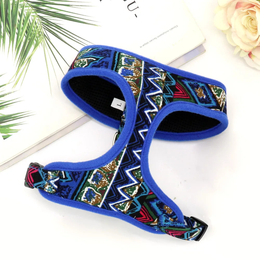 Adjustable Nylon Dog Harness Breathable Printed Dog Harness Vest For Small Medium Large Dogs French Bulldog Pet Supplies