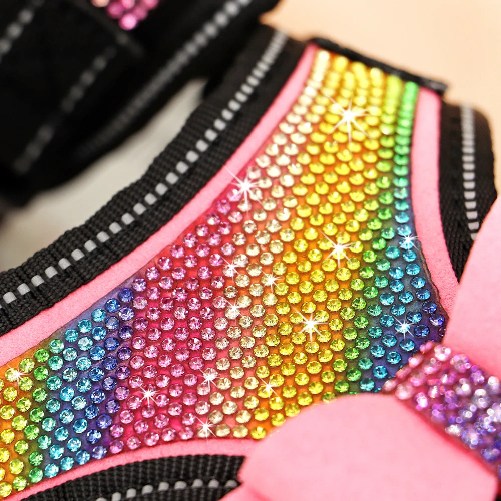 Bling Rhinestone Dog Harness – Reflective Fashion Vest with Bowknot