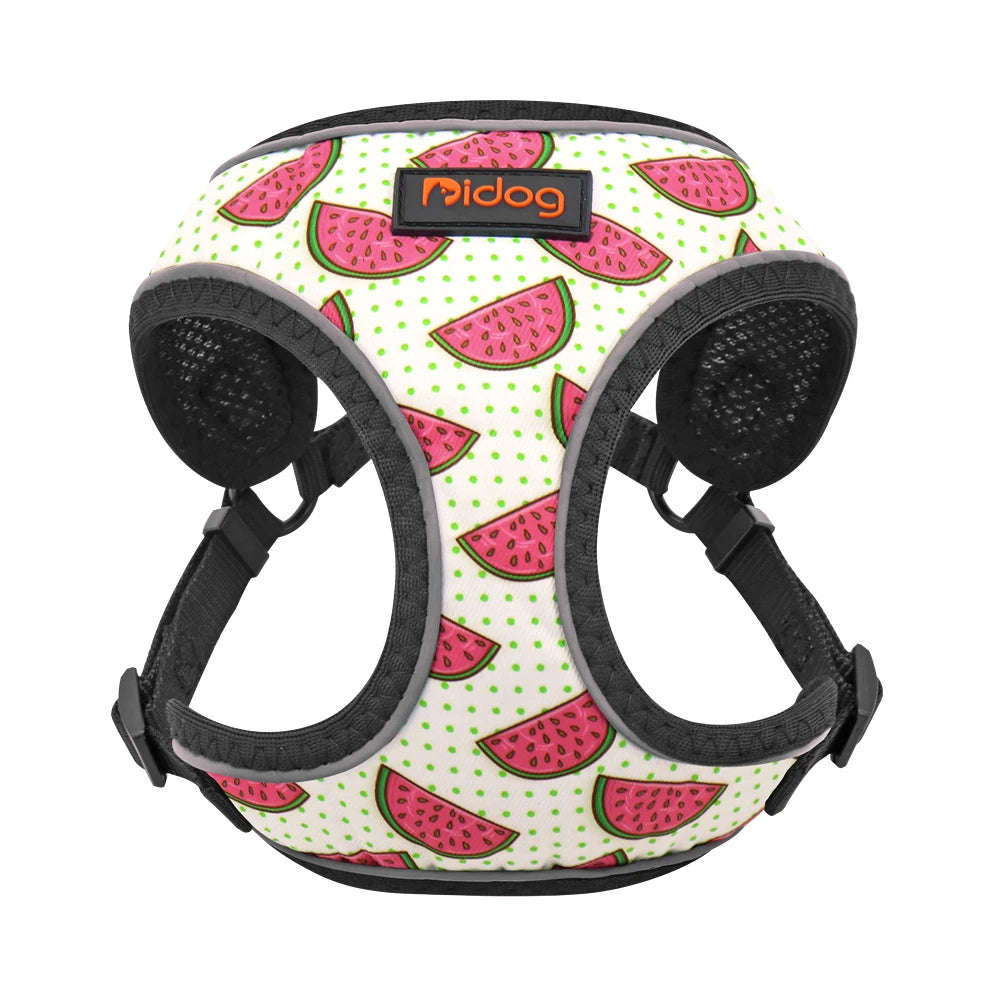 Nylon Reflective Dog & Cat Harness – Adjustable Printed Vest for Small & Medium Pets, Safe Walking Harness