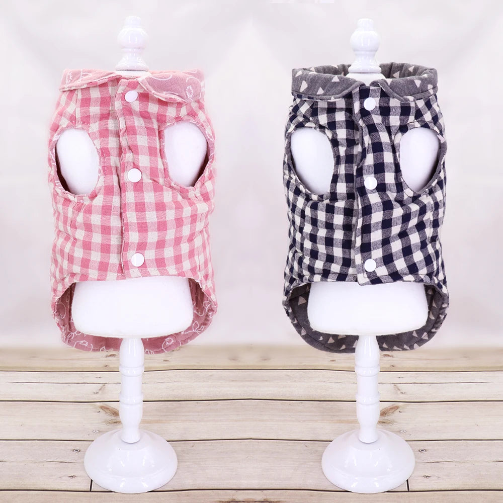 Plaid Dog Jacket – Cozy Winter Coat for Small & Medium Breeds