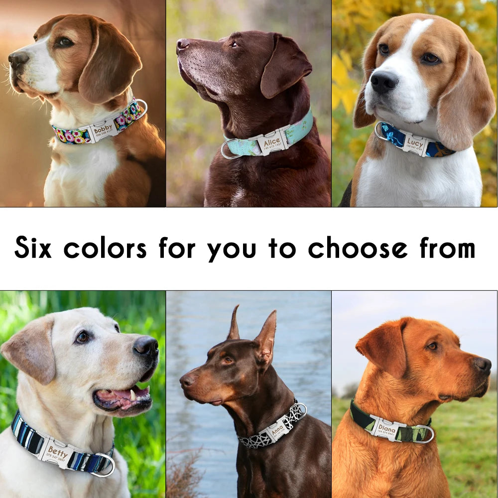 Personalized Dog Collar – Nylon Printed with Free Engraved ID Tag