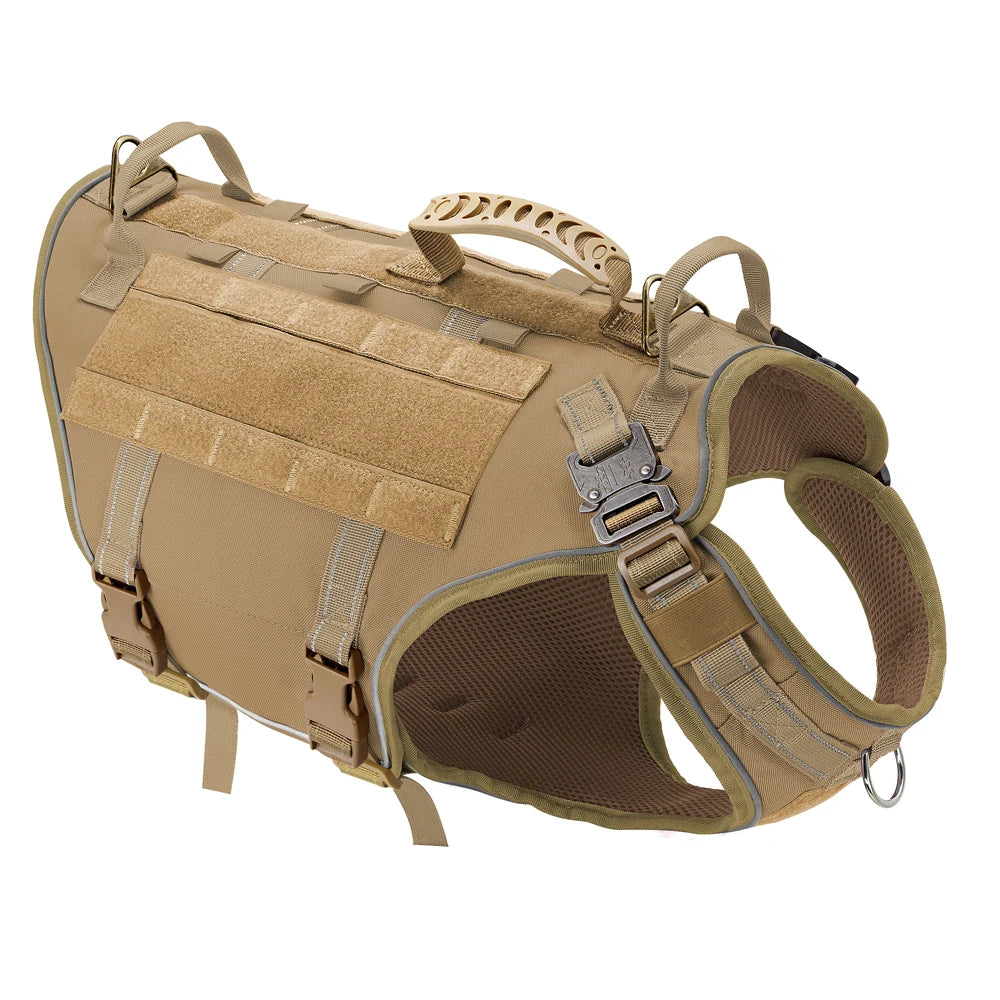 Tactical Dog Harness – No Pull Adjustable Military Training Harness with Handle & Molle System for Medium & Large Dogs