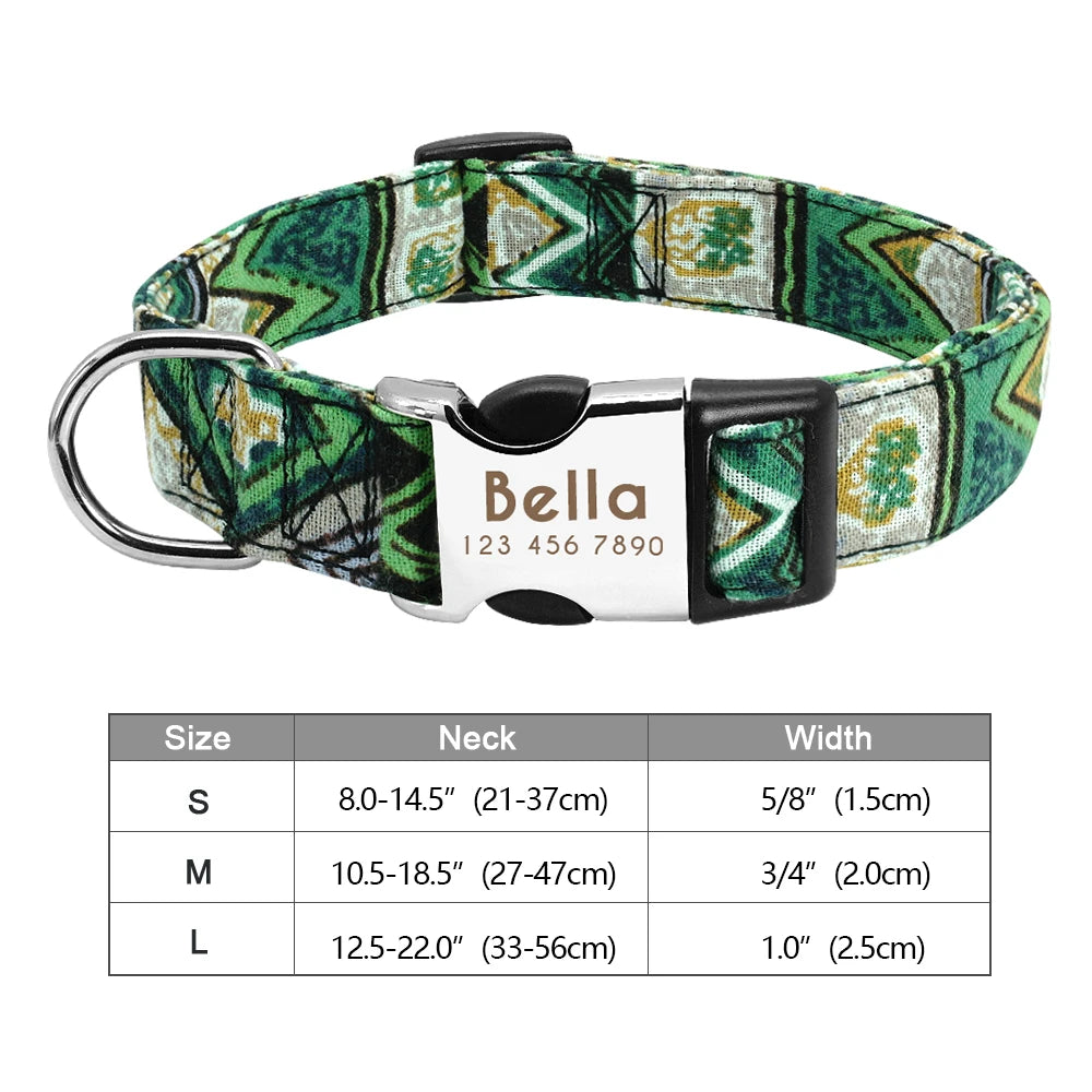 Personalized Dog Collar – Nylon Printed with Free Engraved ID Tag