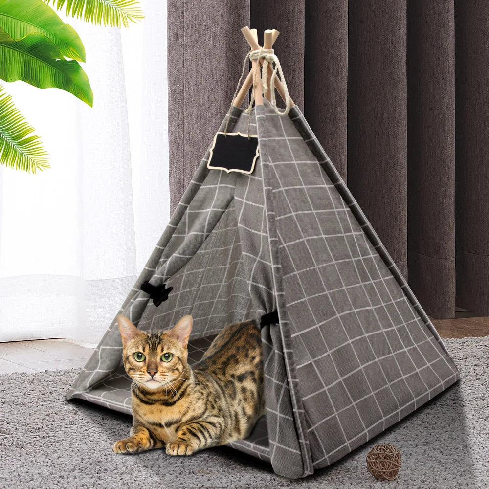 Pet Tent House Cat Bed Portable Dog Cat Teepee Portable Puppy Kitten Indoor Outdoor Kennels For Pet Cats Tent Small Animals Bed