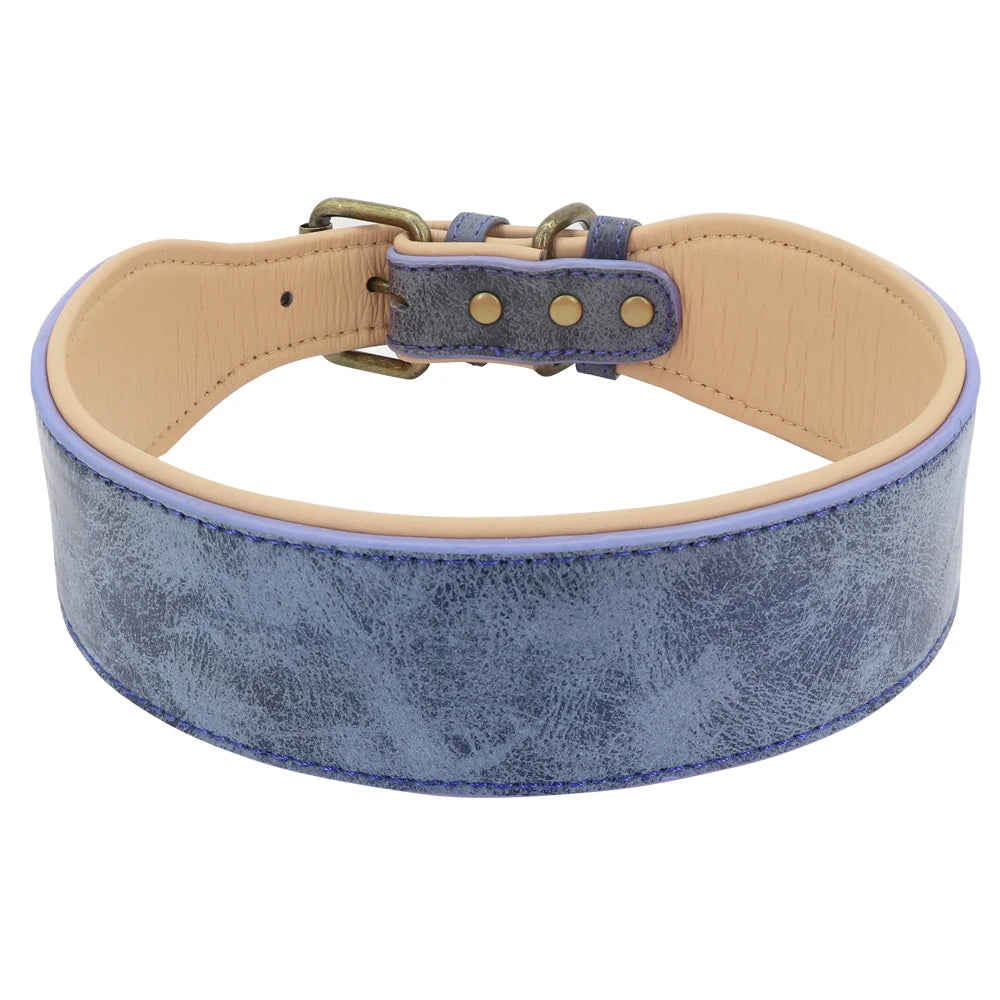 Wide Leather Dog Collar – Soft Padded & Adjustable | Durable Pet Collar for Pitbulls, German Shepherds, Bulldogs & Large Breeds (XL–2XL)