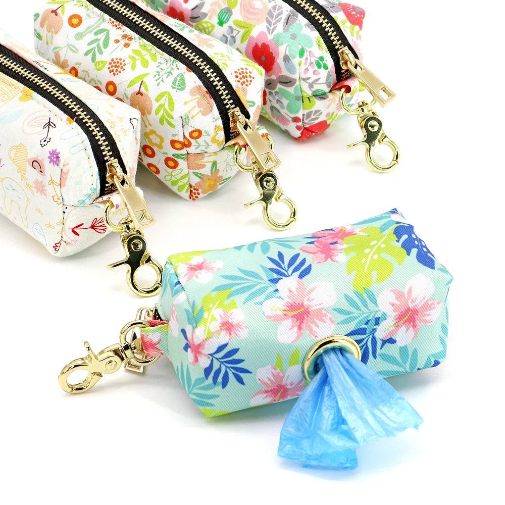 Personalized Floral Dog Collar Set – Collar + Leash + Poop Bag