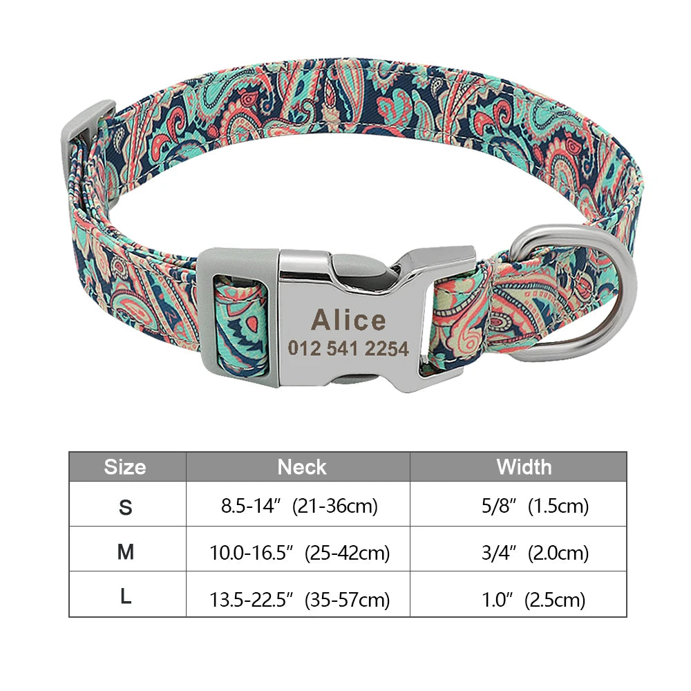 Personalized Dog Collar – Nylon Printed with Free Engraved ID Tag