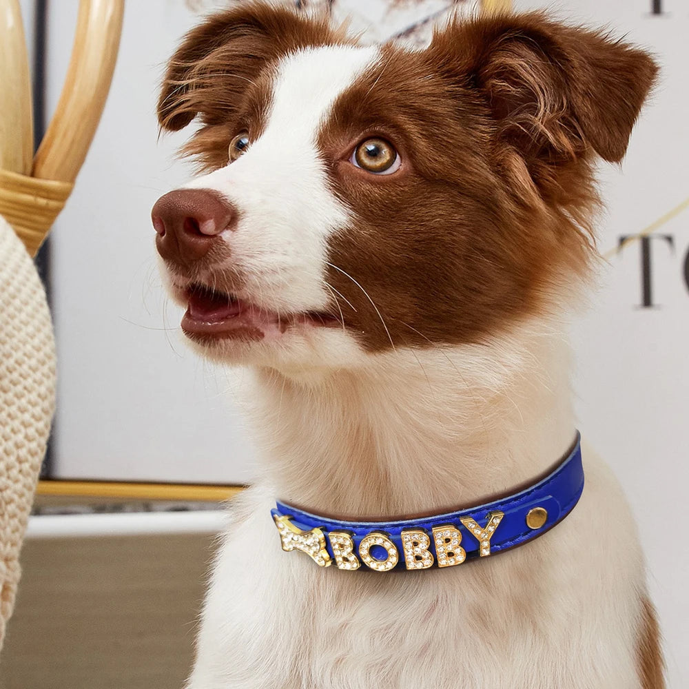Personalized Small Dog Cat Collar – DIY Rhinestone Bling Charm