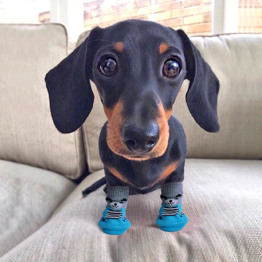 4pcs Set – Cute Anti-Slip Knit Socks for Dogs & Cats