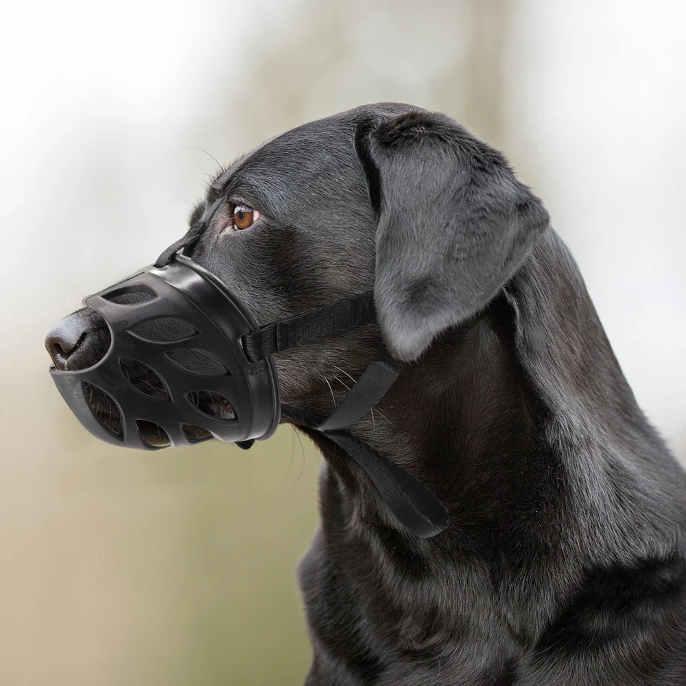 Soft Silicone Dog Muzzle – Breathable Basket Muzzle with Adjustable Straps for Small, Medium & Large Dogs