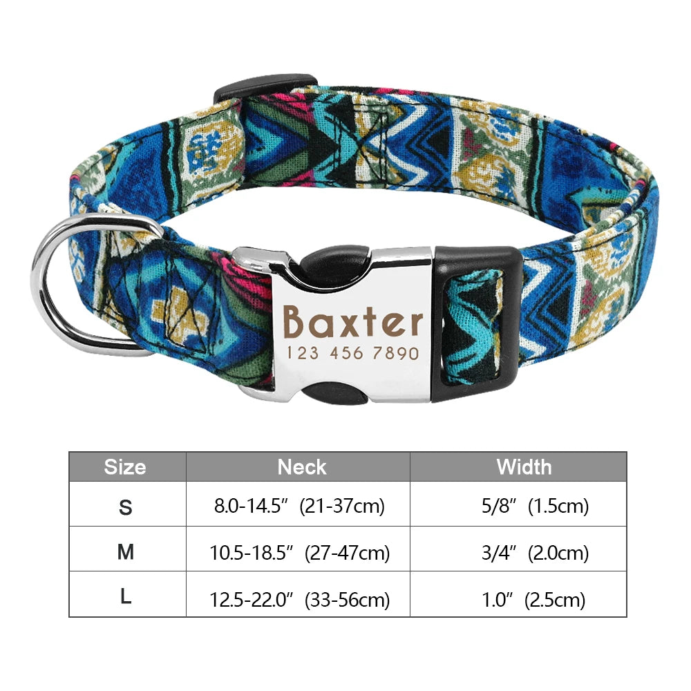 Personalized Dog Collar – Nylon Printed with Free Engraved ID Tag