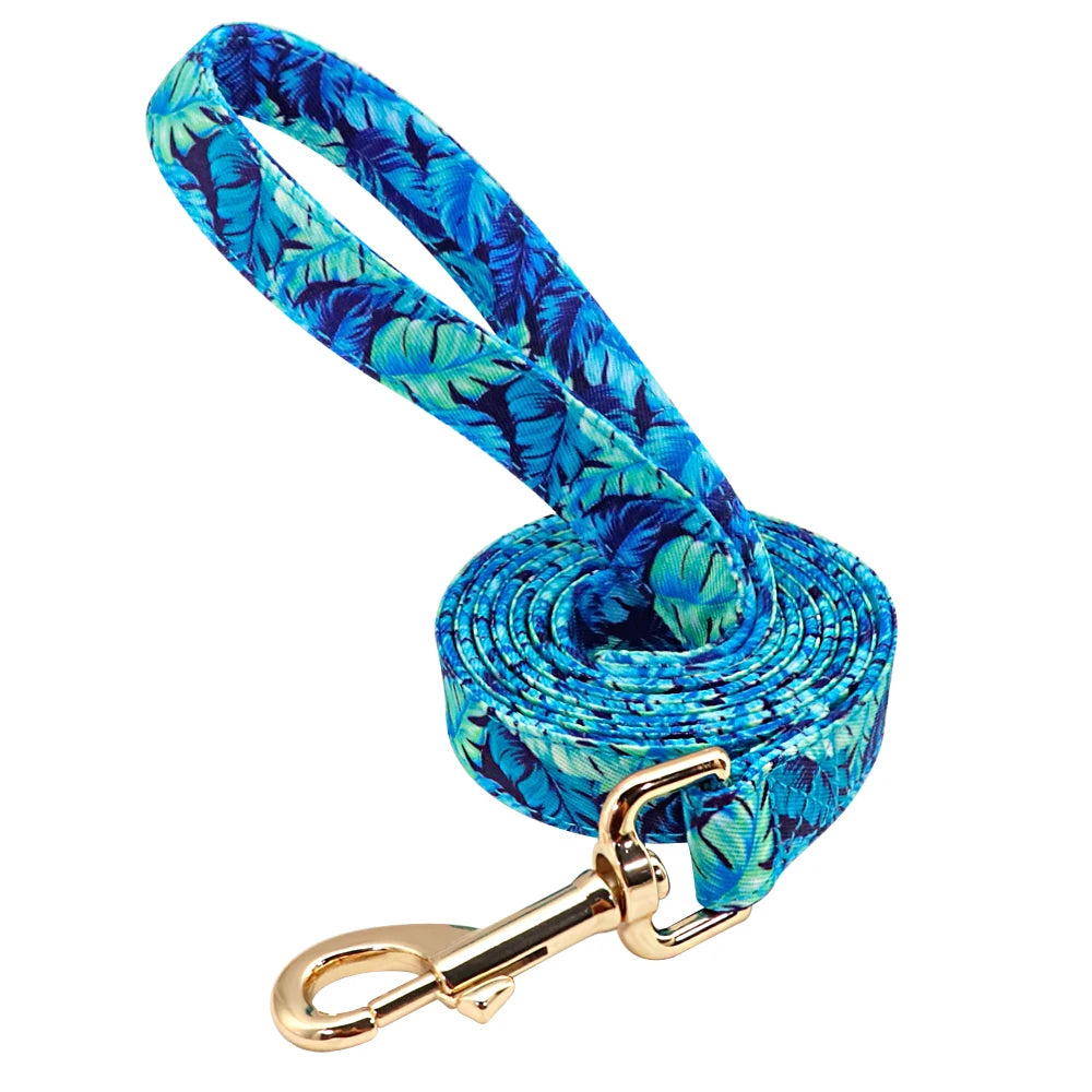 Personalized Printed Dog Collar Leash Set - Custom Nylon Collar & Leash with Free Engraved Nameplate for Small, Medium, and Large Dogs
